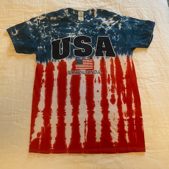 Y2K USA Washington DC Tie Dye T-Shirt Medium - Picture 1 of 3